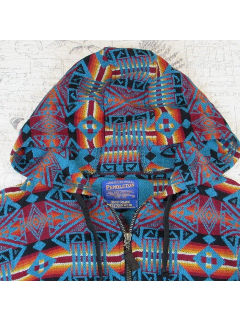 NEW Pendleton Men's High Grade Western Wear Wool Aztec Tribal Zip Hoodie mens S